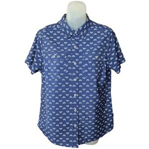 Eddie Bauer Womens Adventure Hiking Shirt Size Medium Blue Daisy UPF 50 Outdoors
